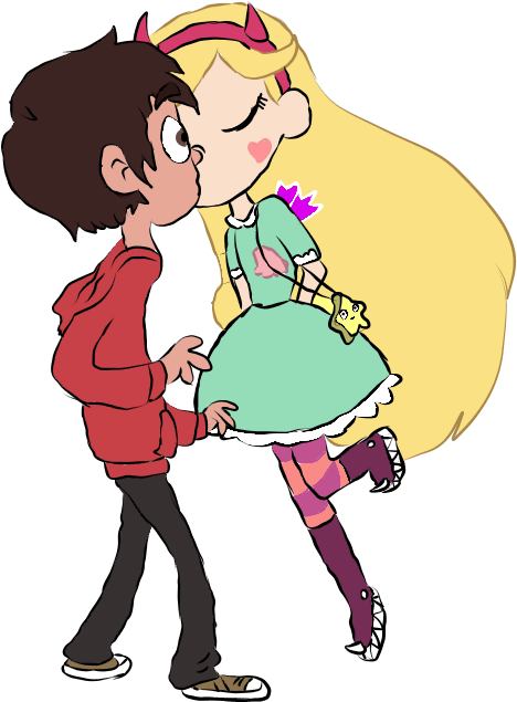 First Kiss Doodle By Uranusduck77 - Star And Marco First Kiss (534x734)