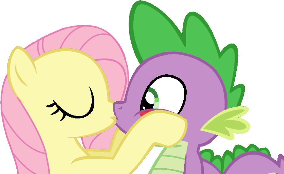 Fluttershy Kiss Spike By Nejcrozi - Mlp Fluttershy And Spike (1000x700)