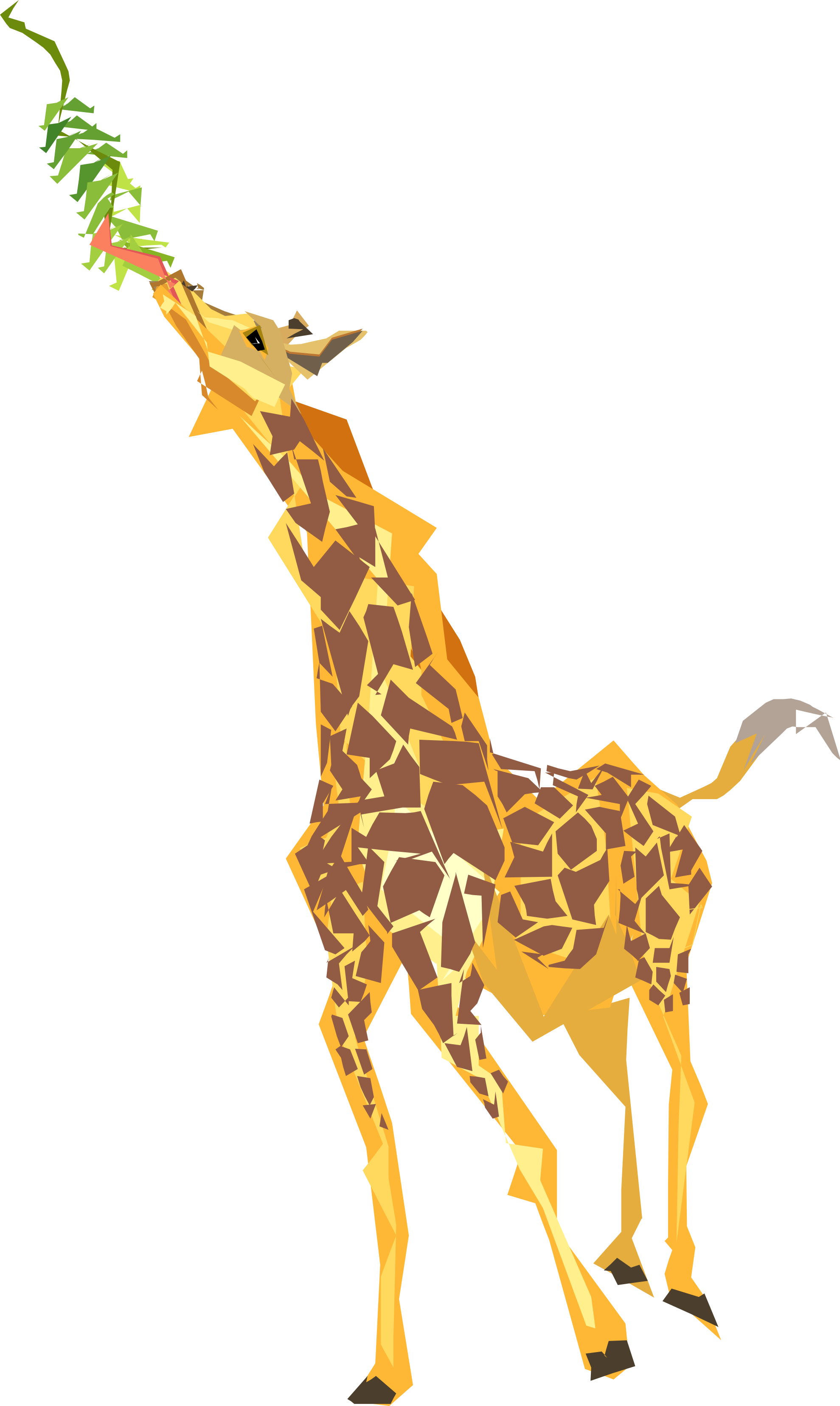 Giraffe Clipart - Giraffe Eating Leaves Cartoon (1979x3311)