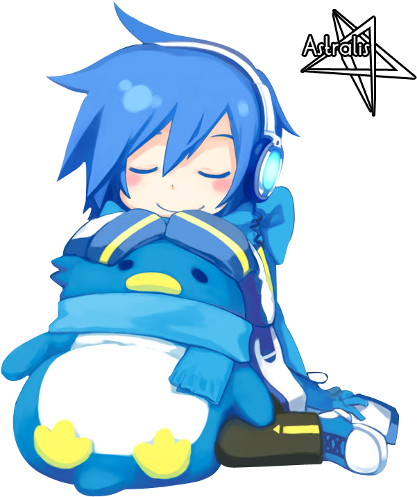 Kaito Sleeping By Inverseecho - Siawasey Anime Hatsune Miku Cartoon Vocaloid Cute Plush (744x749)