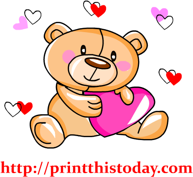 Free Love Teddy Bear Clip Art - Cute Printable Paper With Lines And Borders (417x417)