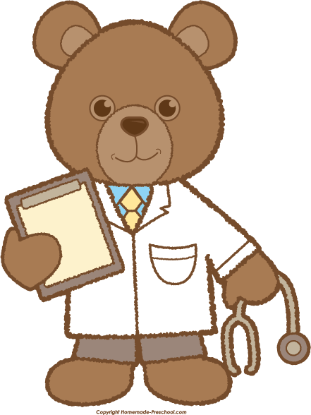 Preschool Bear Cliparts - Teddy Bear Doctor Clipart (441x588)