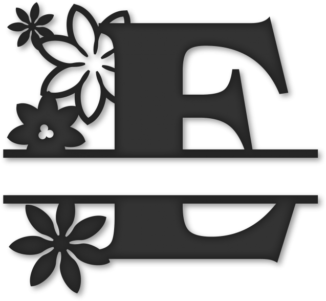 Flower Split Monogram E - Png Monogram Split G (646x600)
