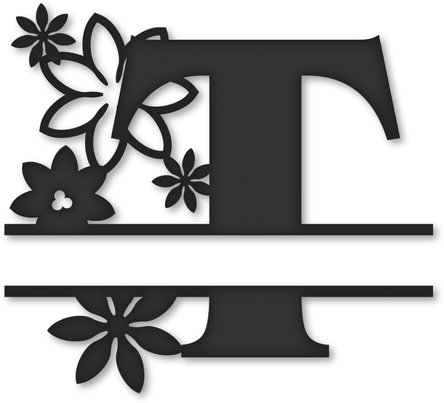 Flower Split Monogram T - Png Monogram Split G (655x600)