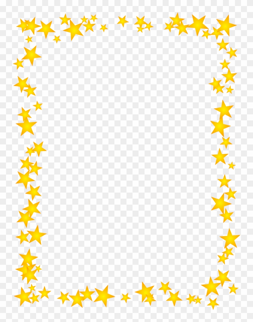 Gold Stars Scattered Border - Gold Star Border Clipart #893