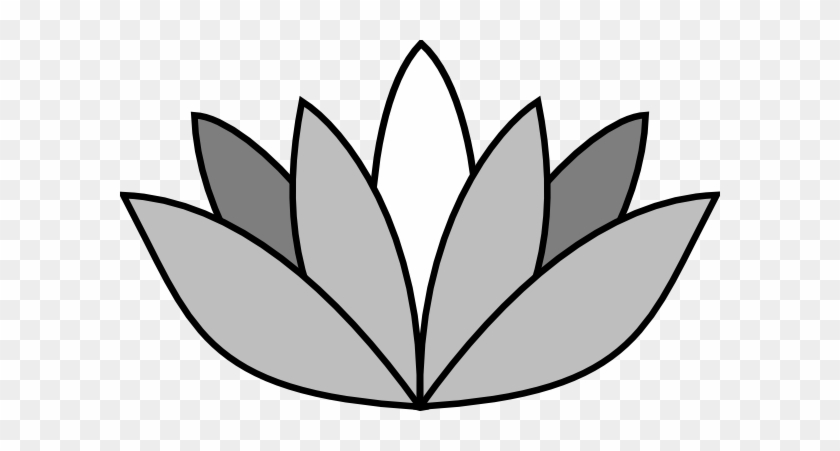 Greyscale Lotus Flower Clip Art - Easy Draw Lotus Flower #970