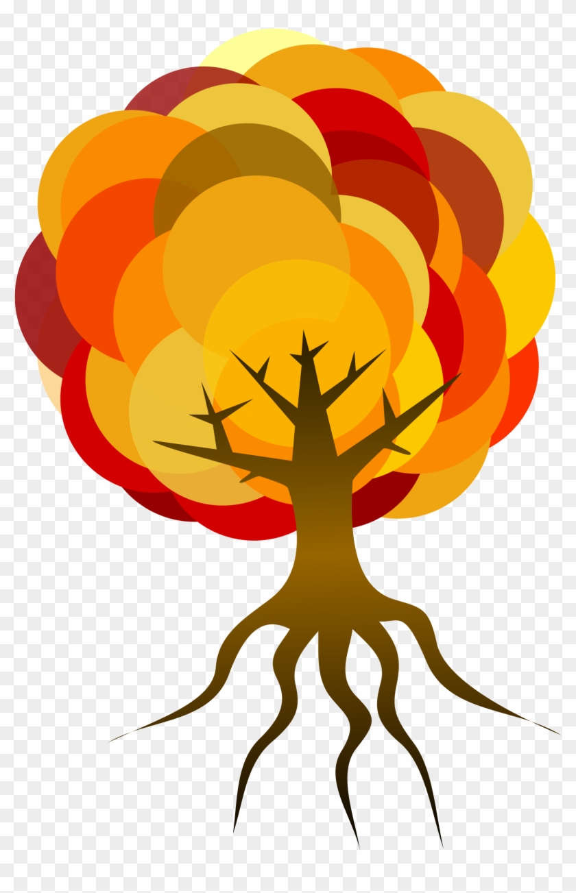 Clipart Simple Tree - Tree With Roots Clipart Fall Colors #1093