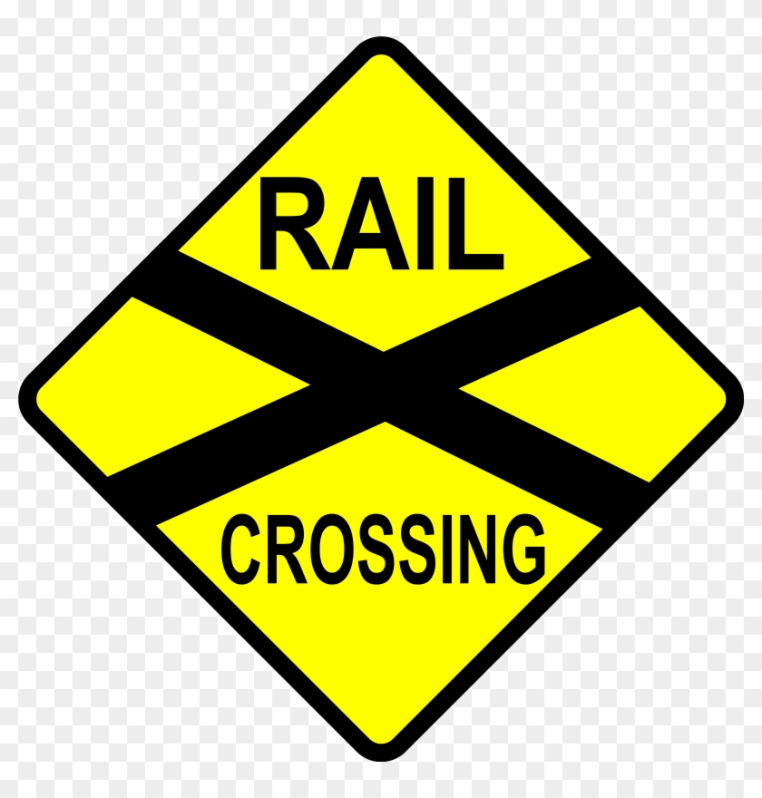 Free Vector Caution Railroad Crossing Clip Art - Railroad Sign Clip Art #1143