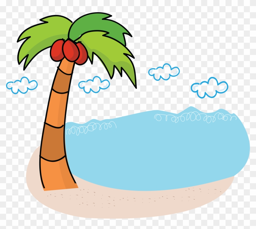 Free Clipart Of A Palm Tree And Beach - Palm Tree And Beach Clipart Transparent #1272