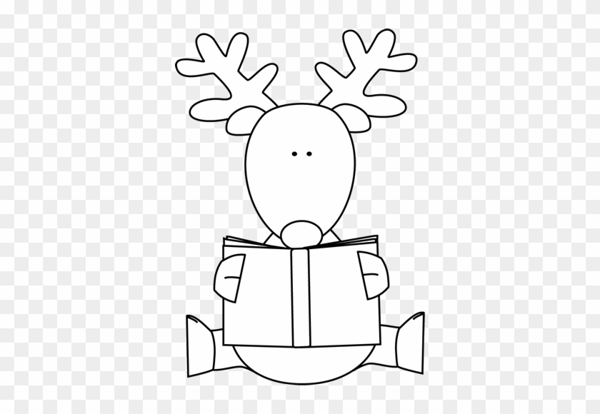 Black And White Reindeer Reading A Book - Christmas Books Black And Whi...