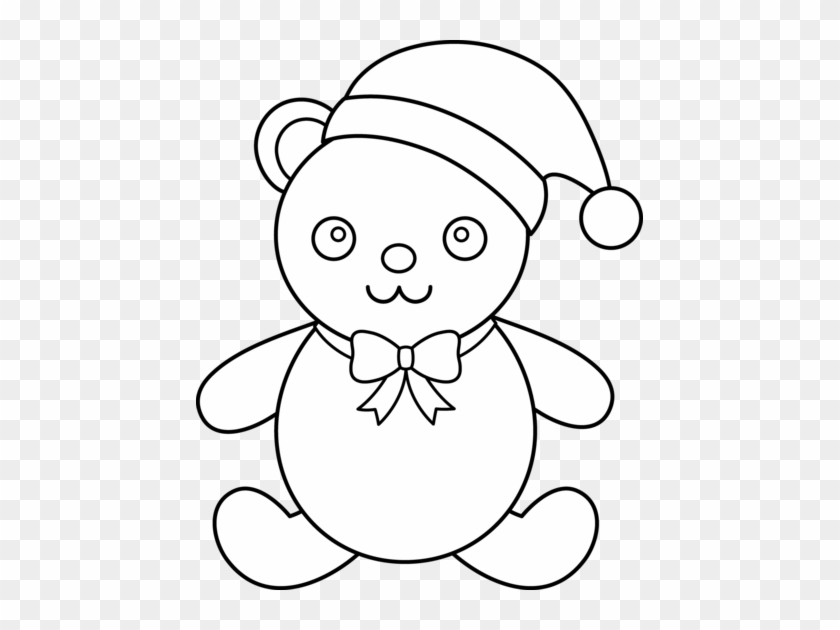 Teddy Bear Black And White Christmas Clipart Black - Teddy Bear Black And White Christmas Clipart Black #1403