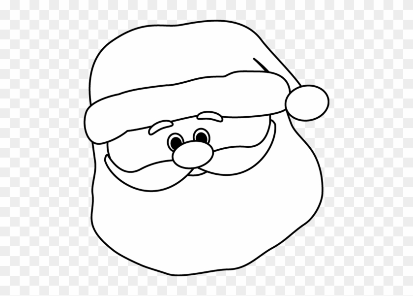 Black And White Santa Face Clip Art - Black And White Santa Face Clip Art #1440