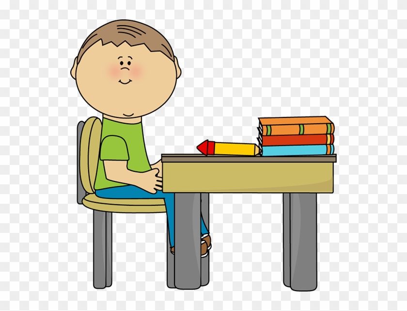 School Boy At School Desk - School Boy At School Desk #1527