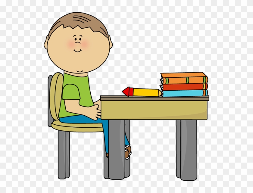 School Boy At School Desk - School Boy At School Desk #1527