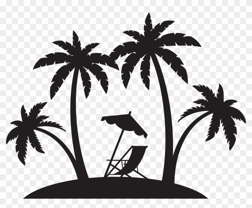 Palms And Beach Chair Silhouette Png Clip Art - Palms And Beach Chair Silhouette Png Clip Art #1670