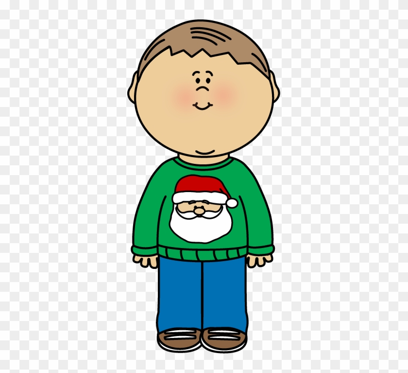 Kid Wearing A Christmas Sweater Clip Art - Little Boy On Christmas Clip Art #1688