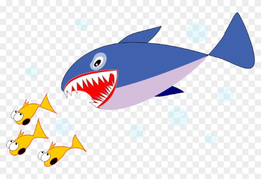 School Of Fish Clip Art - Fish Shark Clip Art #1853