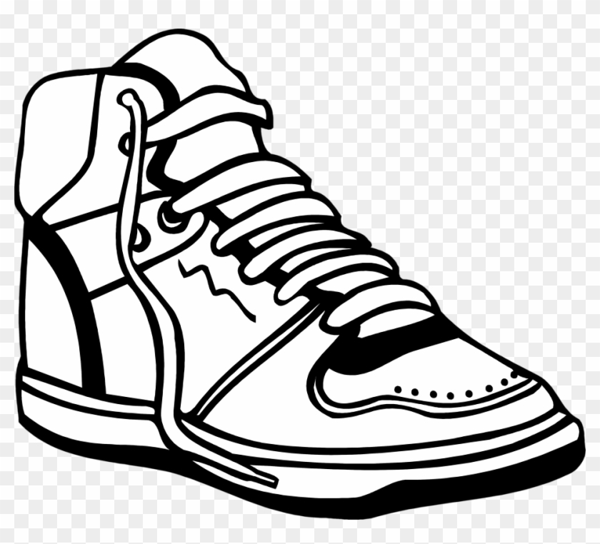 Nike Clipart Basketball Shoe - Shoe Clipart Black And White #1930