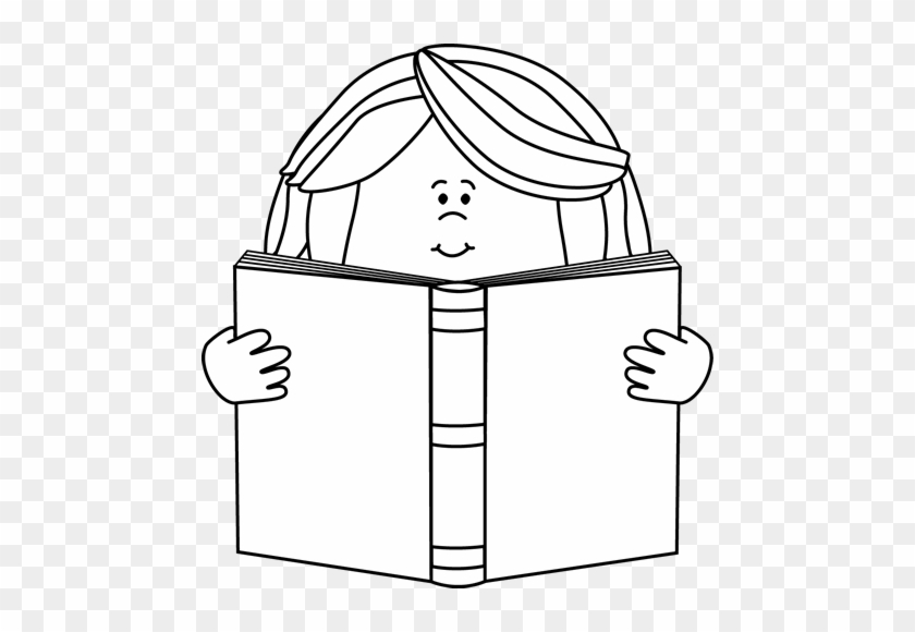 Black And White Girl Reading A Book Clip Art - Cartoon Reading Black And White #2046