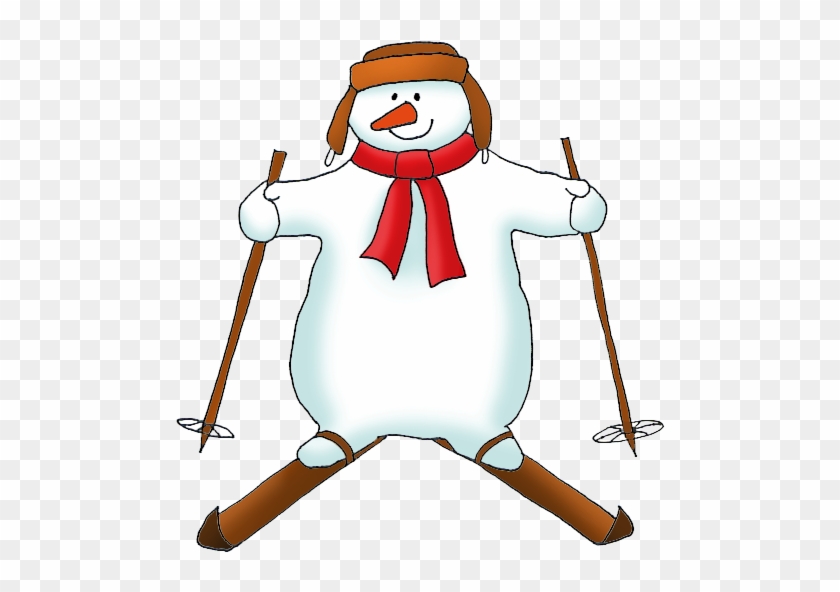 Snowman On Skis Clipart - Snowman Skating Clipart #2136