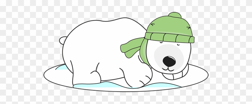 Polar Bear Sleeping In The Snow Clip Art - Winter Polar Bear Clipart #2147