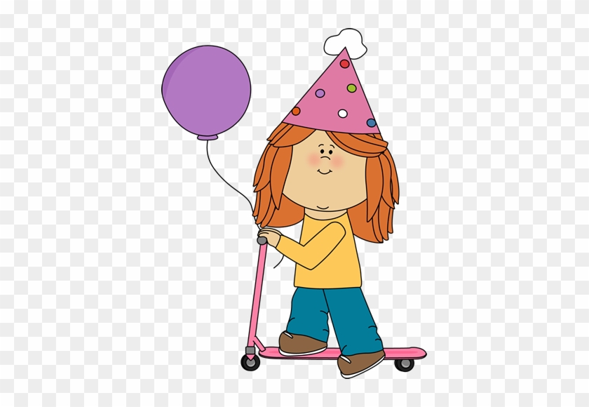 Birthday Girl Riding A Scooter - Birthday Girl Clip Art #2188