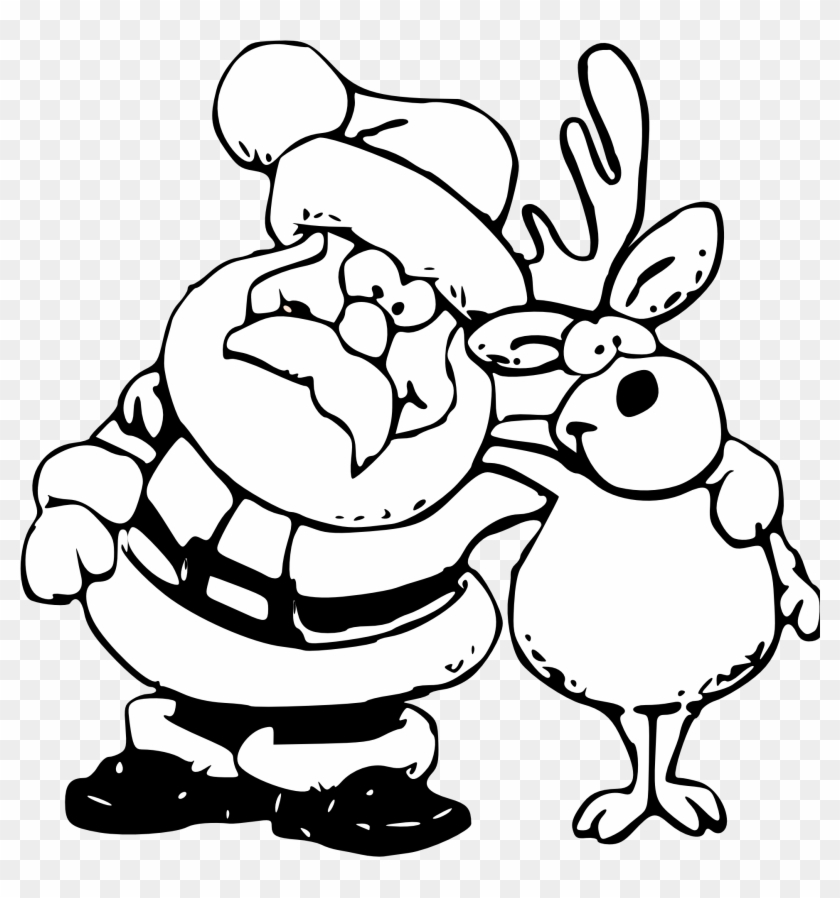 Christmas Black And White Reindeer Christmas Clipart - Funny Christmas Coloring Pages #2263