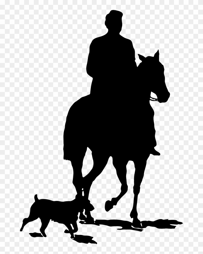 Black Horse Silhouette Clipart, Man With Horse And - He Coming Or Going #2313