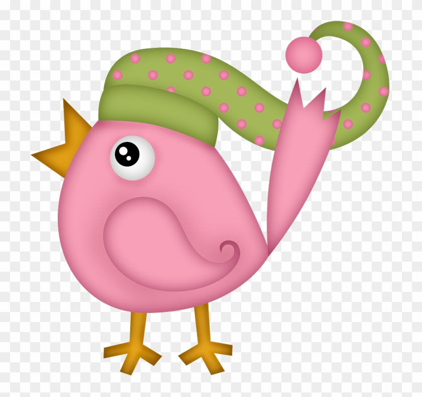 Winter Clipart, Christmas Clipart, Pink Bird, Piggy - Clip Art #2553