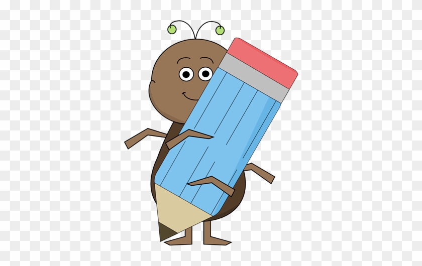 Bug Using Pencil - Cute Clipart For School #2651