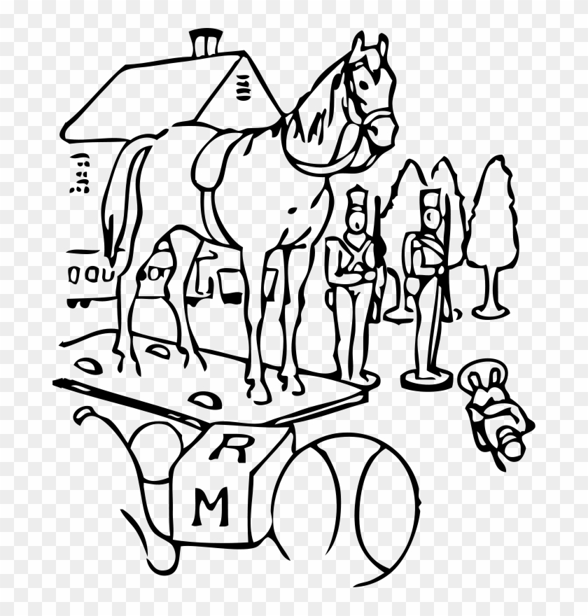 Free Vector Horse Building Trees Toys Outline Clip - Illustration #2631