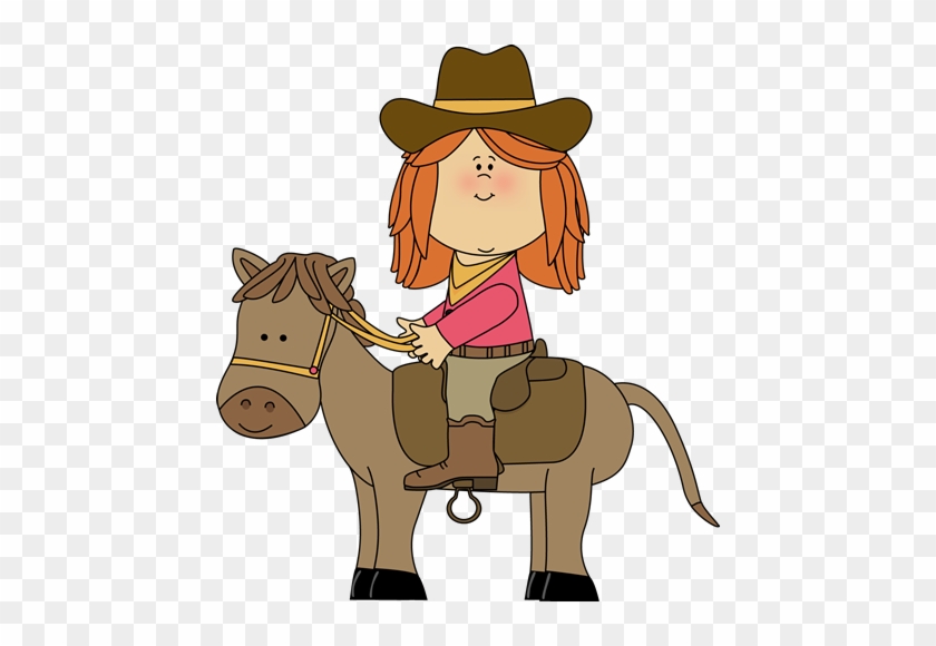 Cowboy Clip Art - Cartoon Cowgirl On Horse #2697