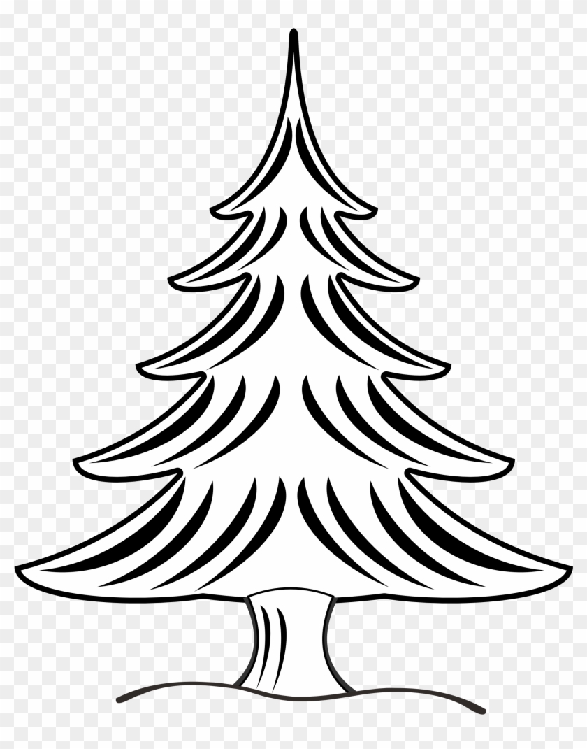 Black And White Trees Clipart - Black And White Line Drawing Pine Trees #2702