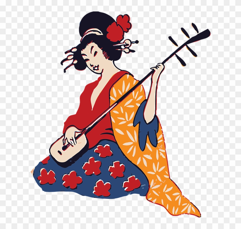 Geisha Playing A Shamisen - Geisha Clipart #2775