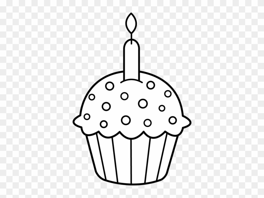 Birthday Black And White Image Of Birthday Clipart - Cute Cupcake Coloring Pages #2925