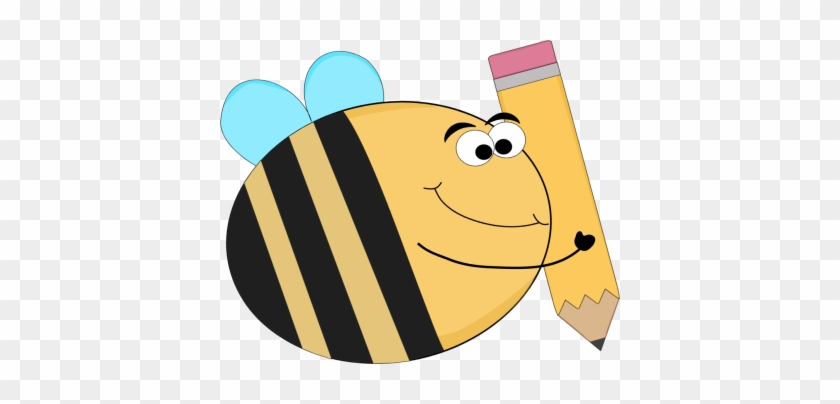 Funny Bee With A Big Pencil - Bee Clip Art Funny #3121