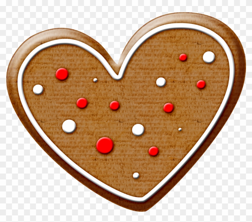 Christmas Gingerbread Heart Cookie Clip Art - Heart Shaped Cookie Clipart #3157