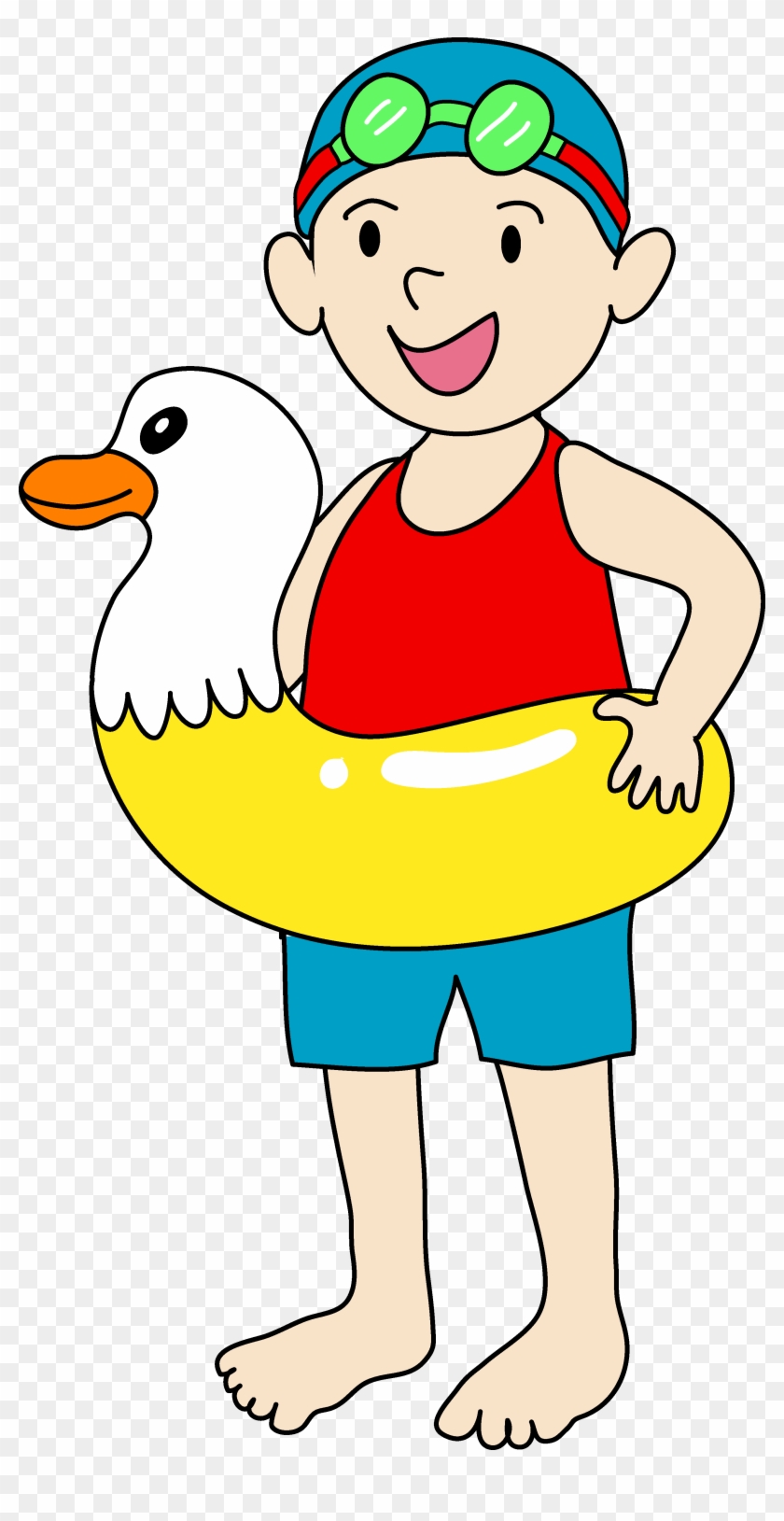 Happy Boy Clipart Black And White - Kids Swimming Clipart #3203