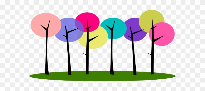 Trees Budding Tree Clipart Clipart Kid - Cartoon Trees In A Row #3193