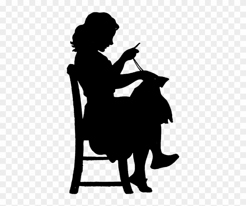 Via Clipart Etc - Girl Sewing Silhouette #3238