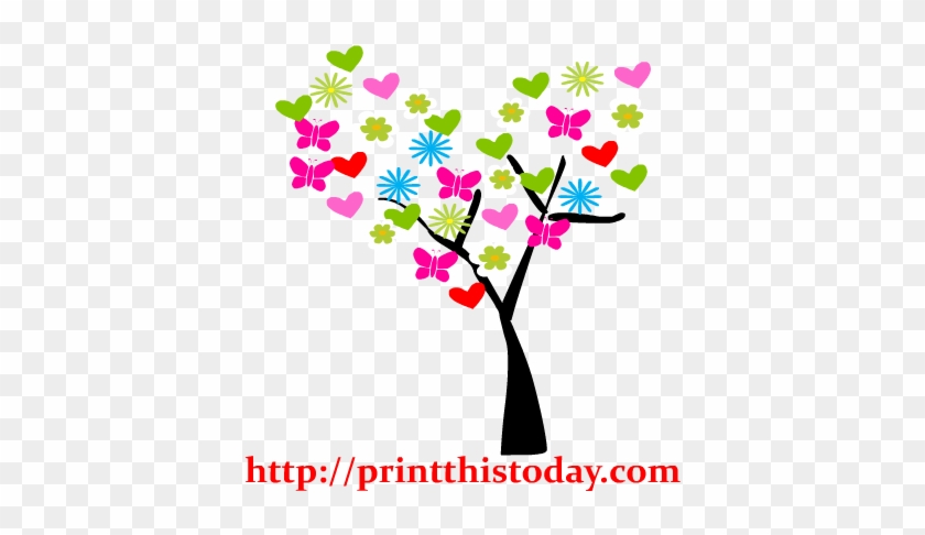 Colorful Floral Tree Clip Art Ycw0ec Clipart - Cute Love Tree Clipart #3411