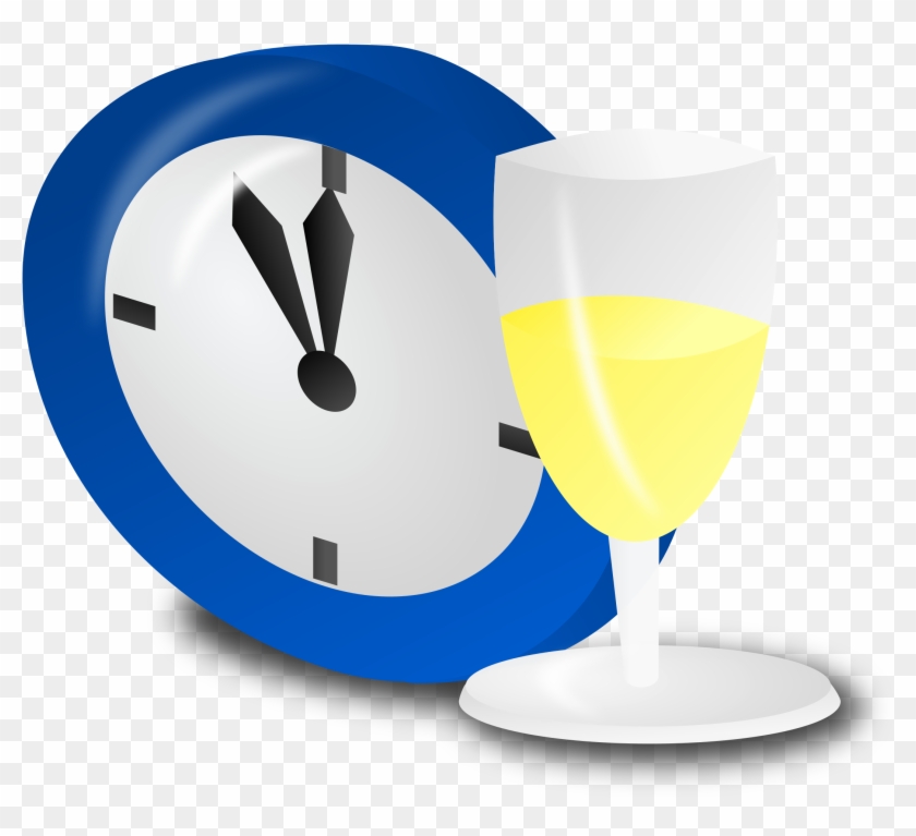 Clock And Champagne - New Years Clock Transparent #3487