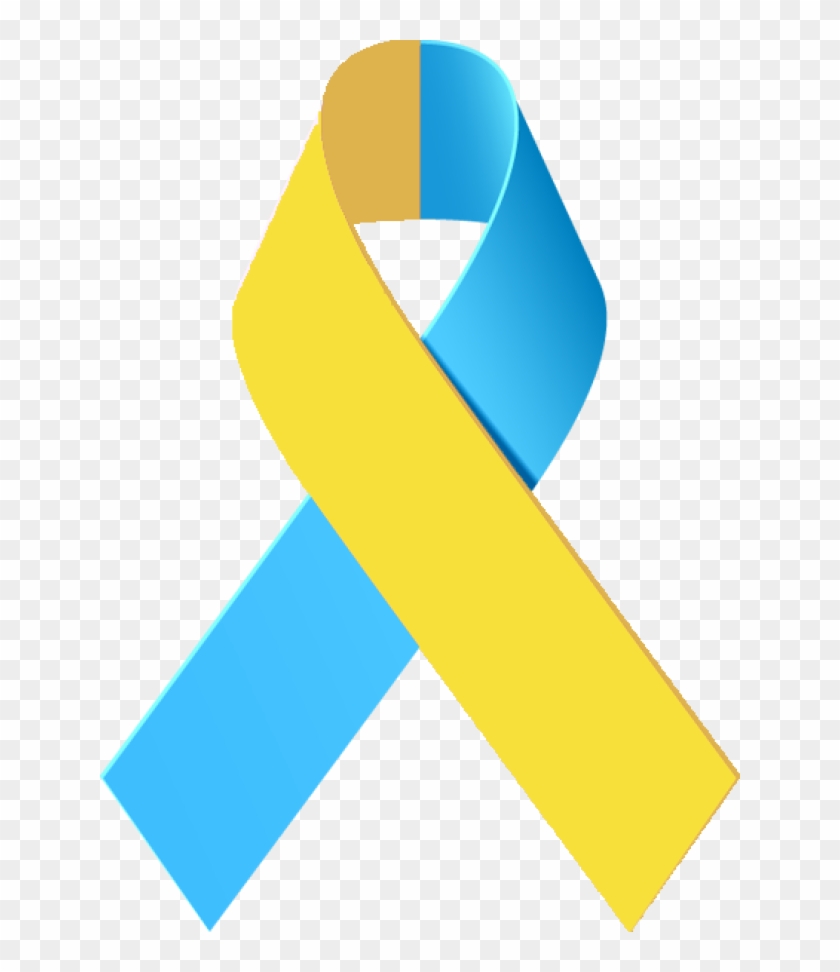 Cancer Ribbon Awareness Ribbons Clip Art - Blue And Yellow Awareness Ribbon #3560