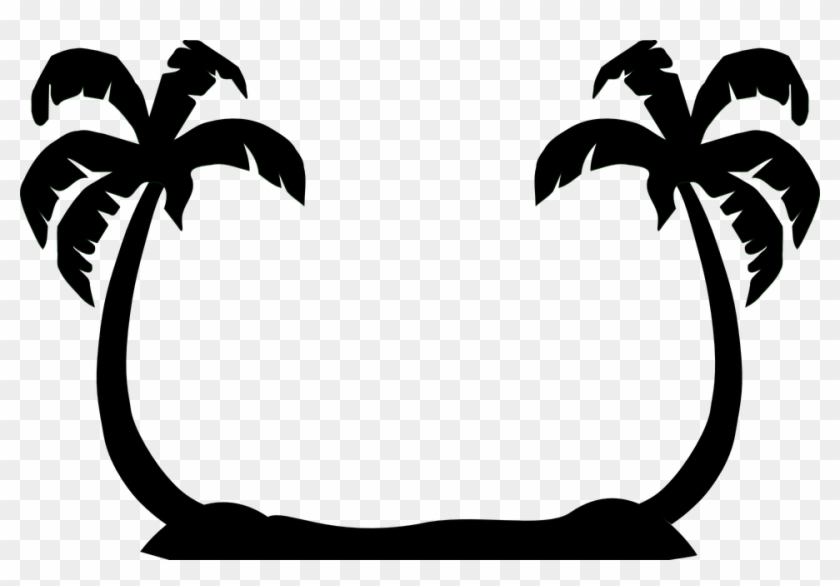 Palm Trees Facing Black Silhouettes Beach - Palm Trees Facing Black Silhouettes Beach #364