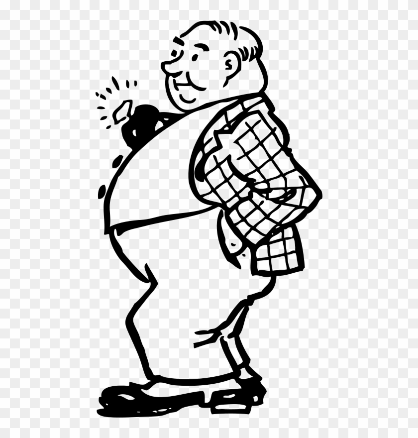 Fat Man Clipart Black And White #3807