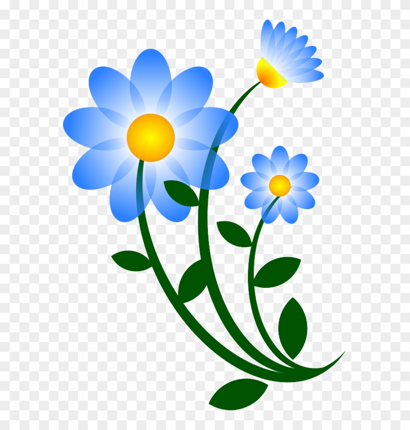 Blue Floral Clip Art, Children Watercolor Flower, Floral - Blue Flower Clip Art #4423