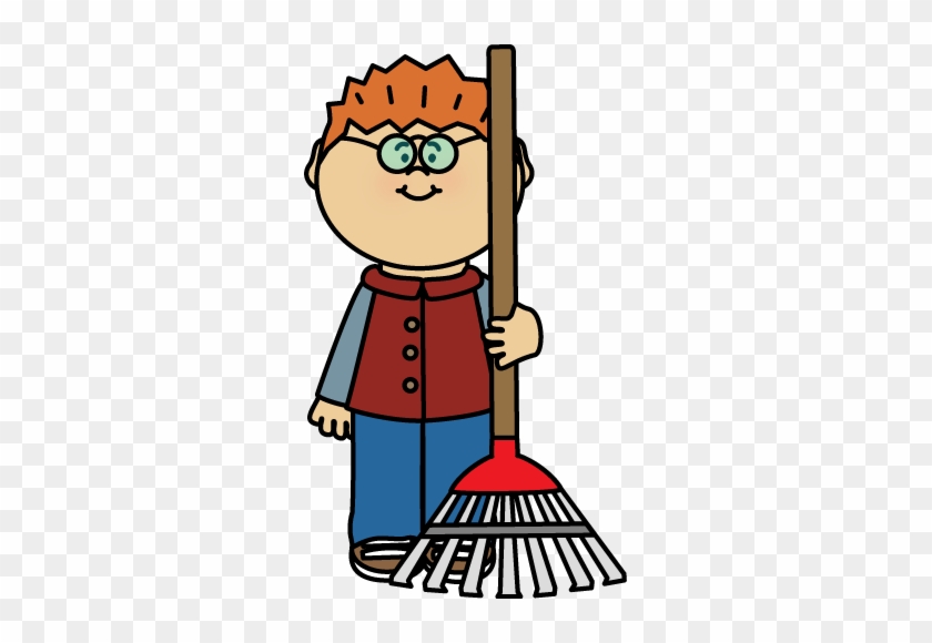 Boy With A Rake - Clip Art Fall Clothing #4445