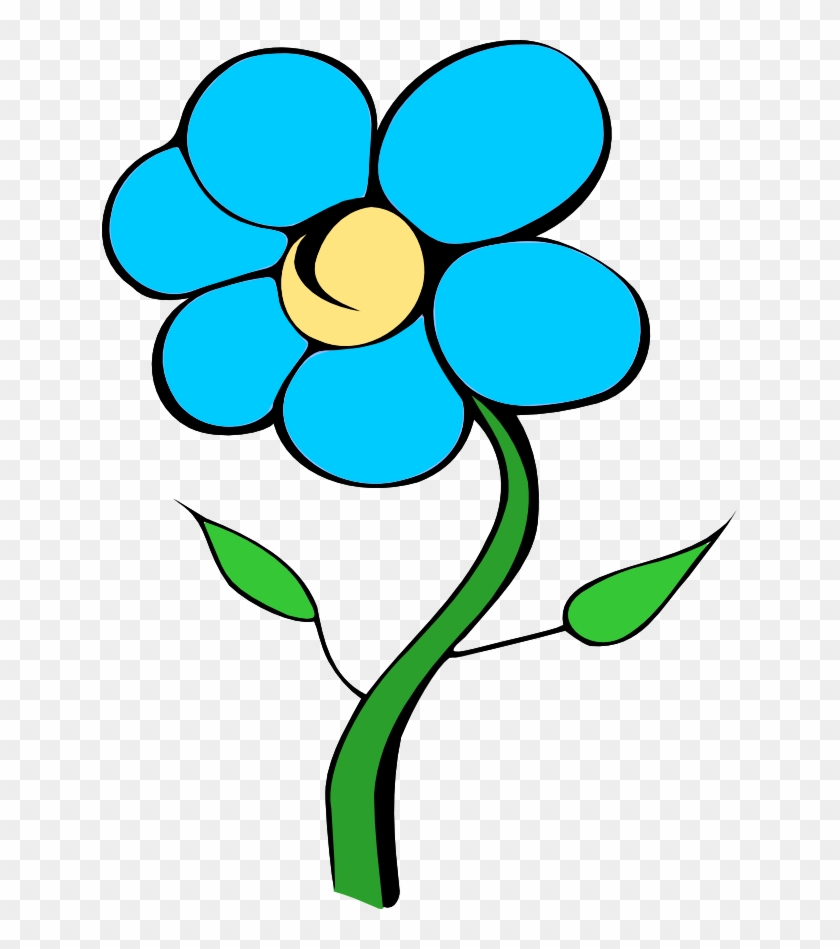 Black And Blue Flower Clipart Clip Art Library - Single Flower With Stem Clipart #4535