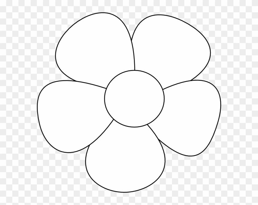 Free Black And White Sunflower Clipart Image - Five Petals Flower Drawing #4558