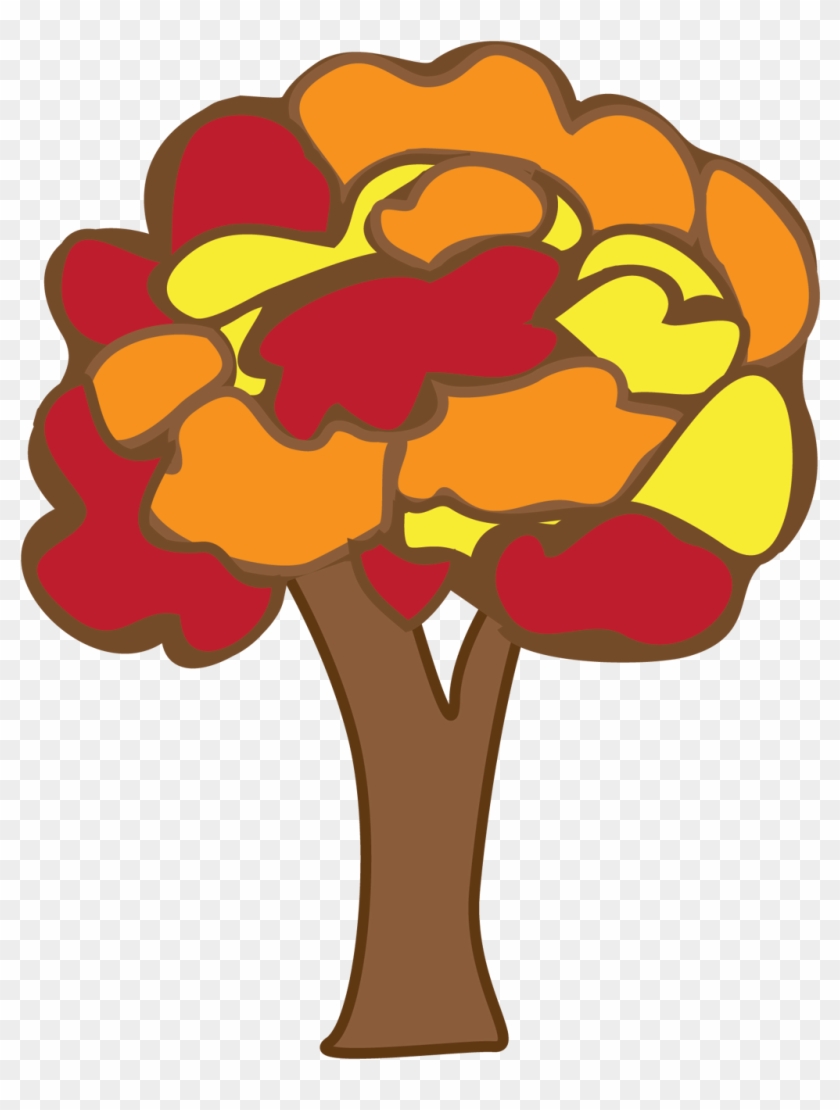 Vintage Clipart Of Block Colored Autumn Tree 201kb - Tree Doodle Png #4743